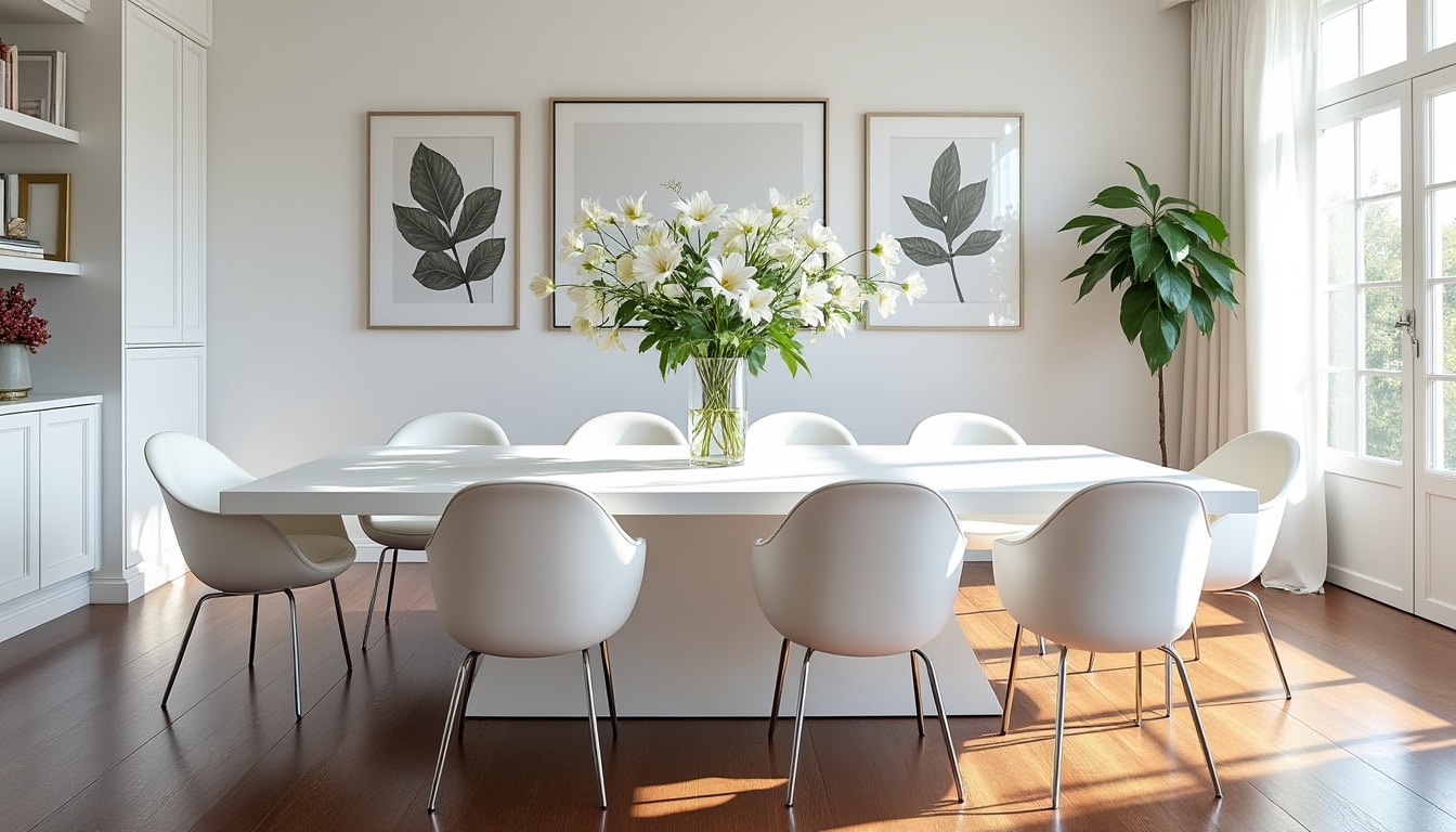 découvrez des idées inspirantes pour transformer votre salle à manger avec une décoration blanche élégante et moderne. explorez des astuces de design, des inspirations de meubles et des conseils d'agencement pour créer un espace lumineux et accueillant.