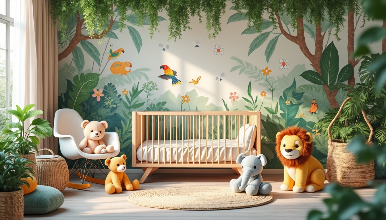 découvrez comment concevoir une chambre bébé jungle pleine de douceur, alliant couleurs apaisantes et motifs enchanteurs pour éveiller le sens de l'émerveillement. inspirez-vous d'idées créatives et de conseils pratiques pour transformer l'espace de votre bébé en un véritable paradis naturel.